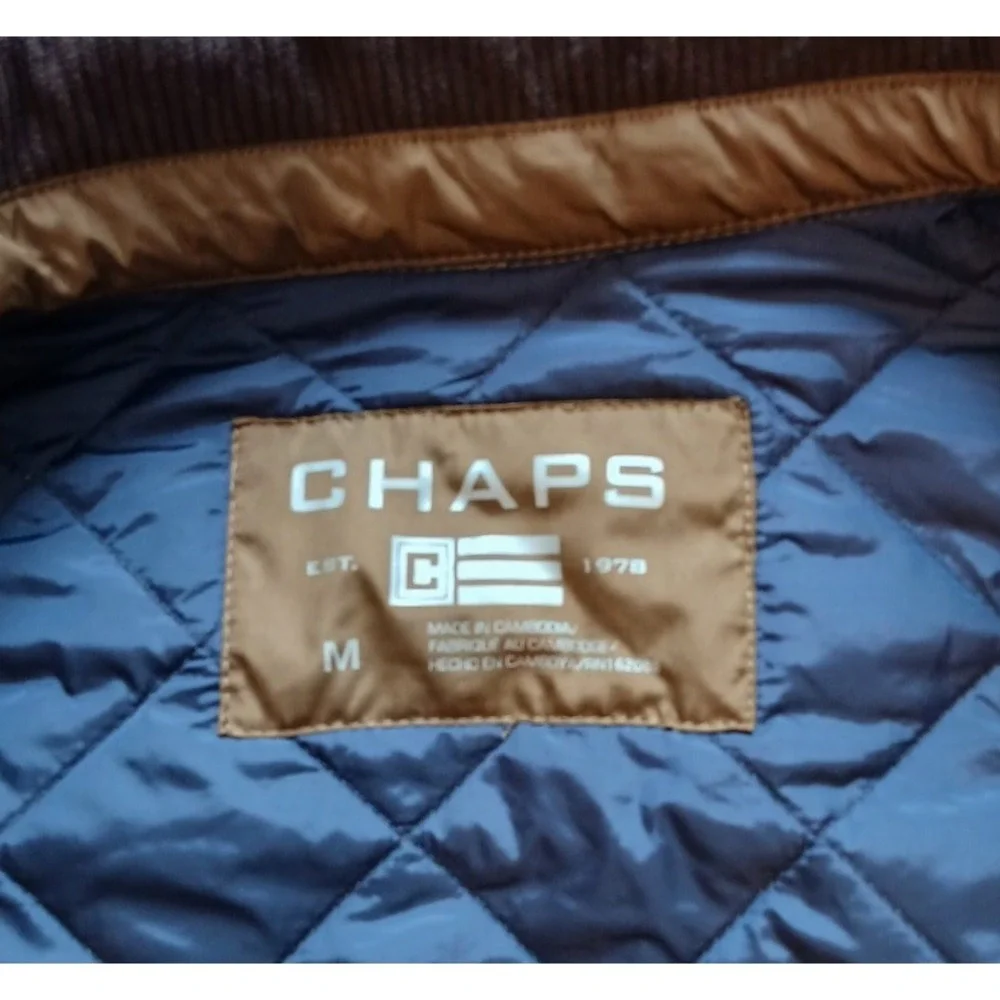 Brown Chaps Quilted Barn Corduroy Collar Puffer Jacket